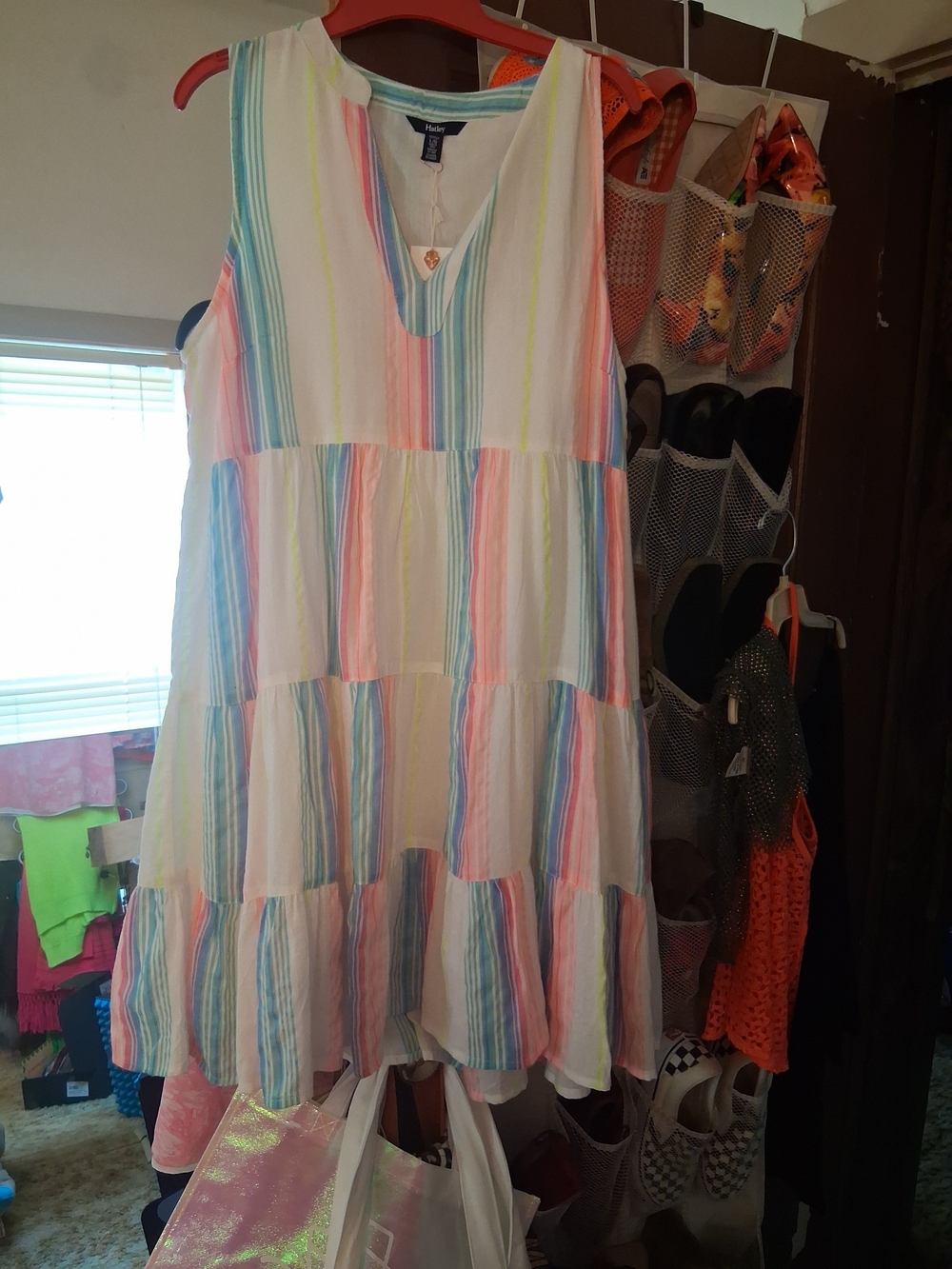 Multicolor Striped Tiered Dress NWT-